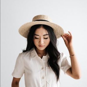 Gigi Pip Faye Medium Natural Straw Boater Hat